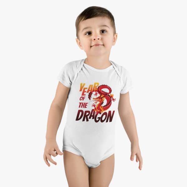 Year of the Dragon Onesie® Organic Baby Bodysuit - Image 3